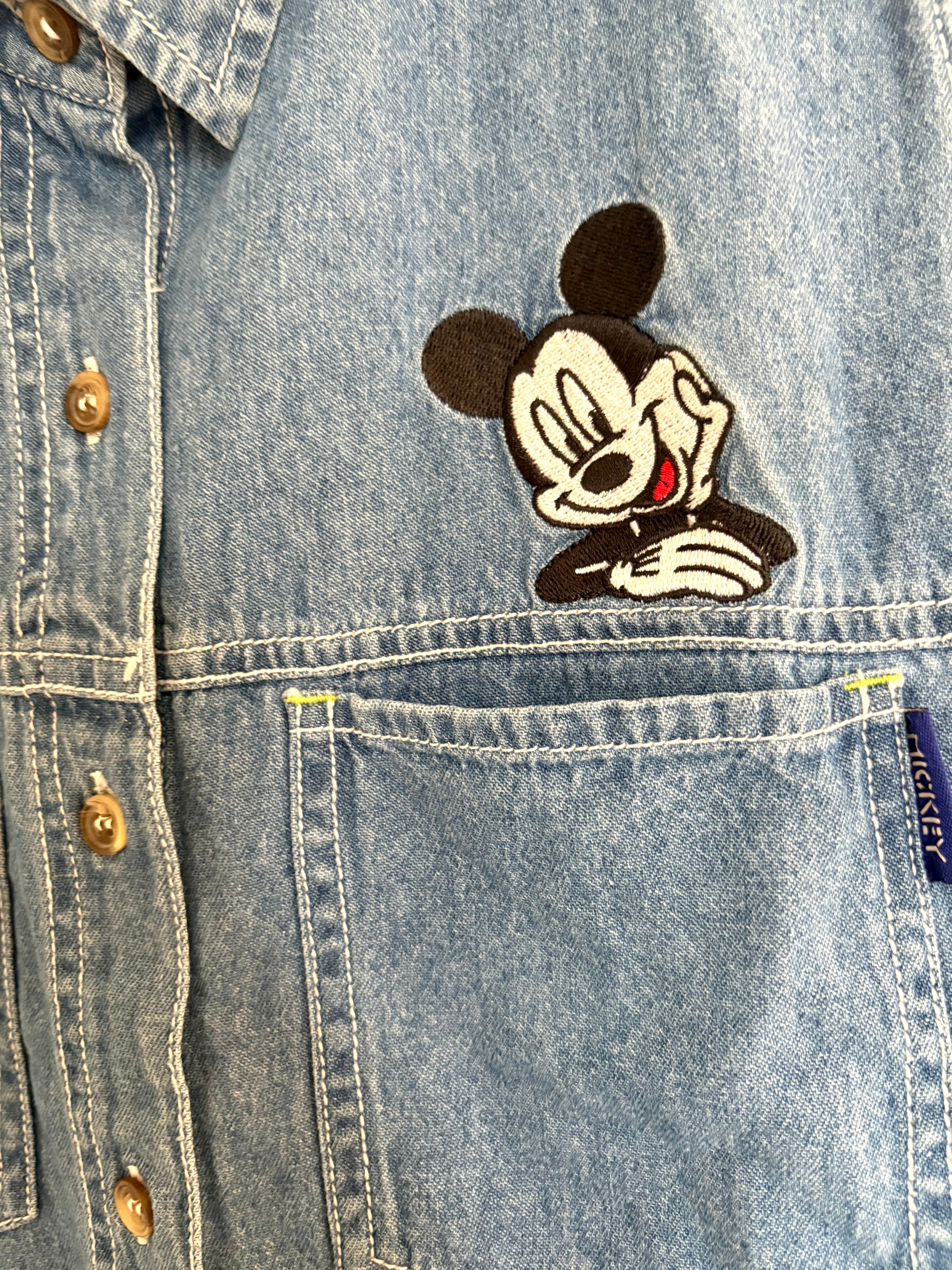 Vintage Mickey Mouse Sleeveless Denim Top