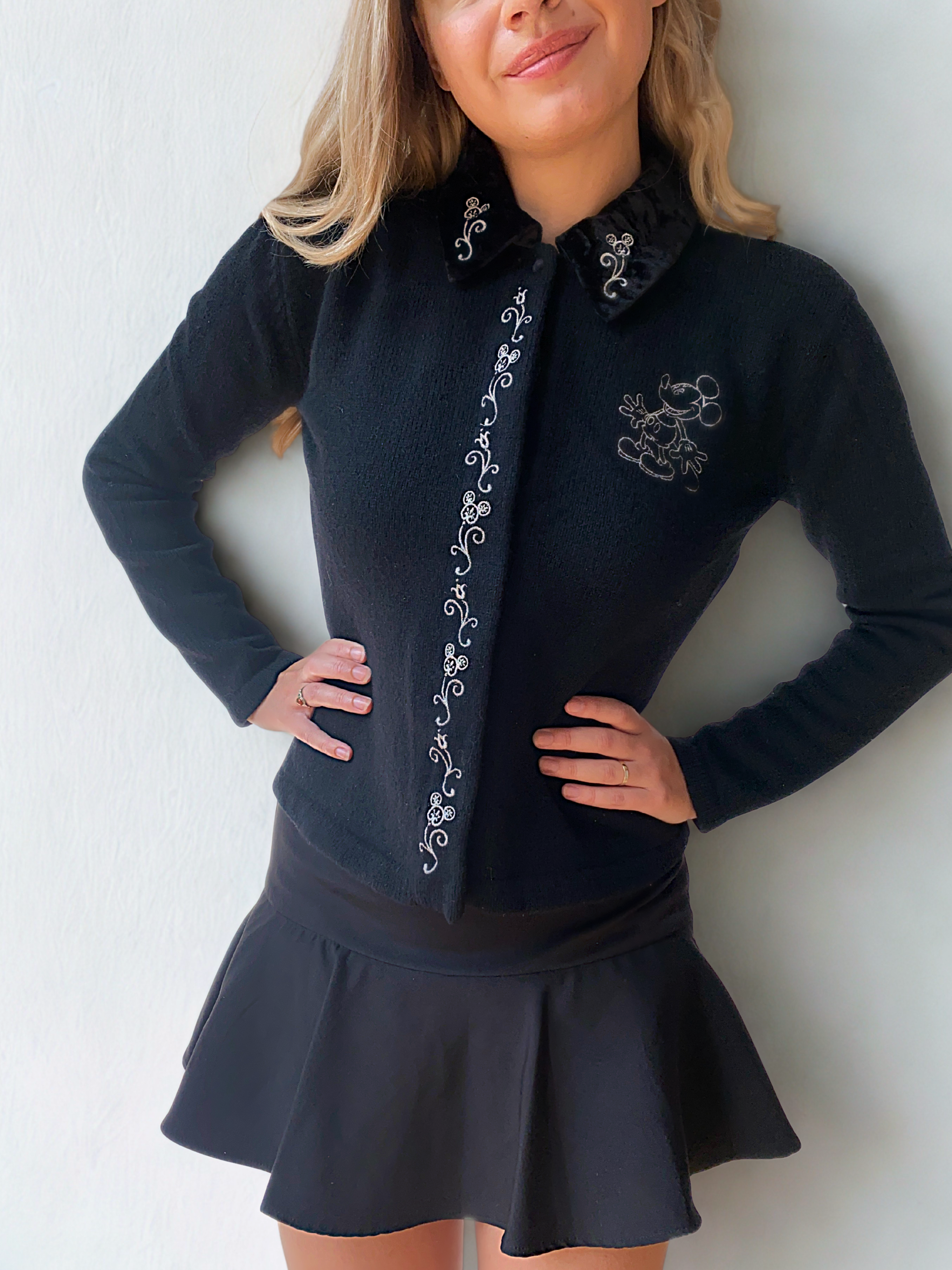 Vintage Disney Store Black Knit Cardigan