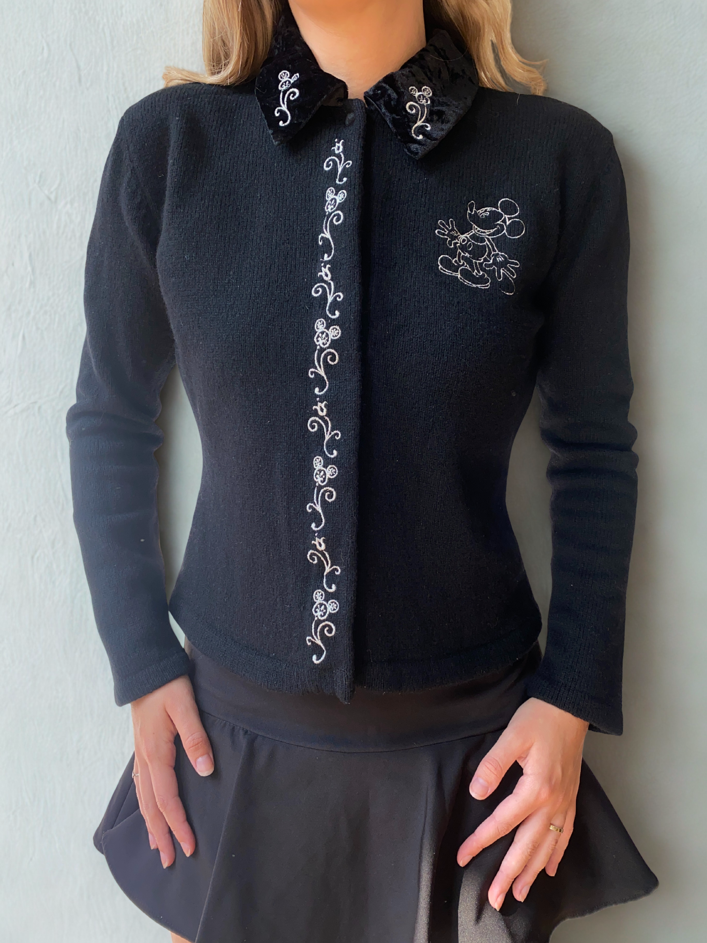 Vintage Disney Store Black Knit Cardigan