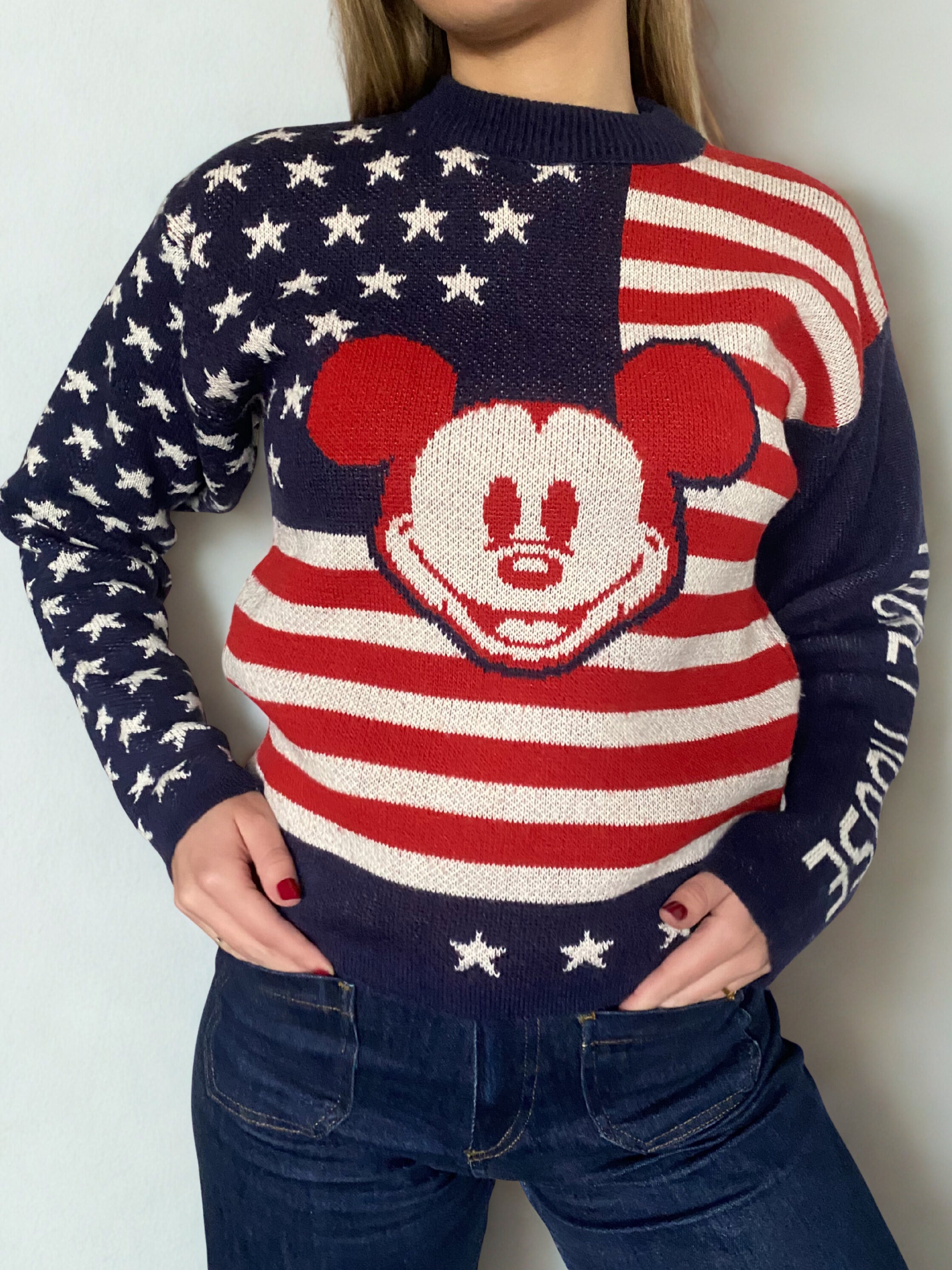 Vintage Knit Sweater Mickey Usa